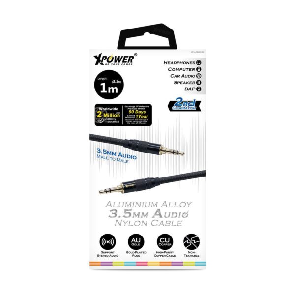 AUX CABLE 1M BLACK XPOWER -20252