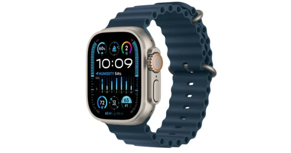 ⁦Apple Watch Ultra 2 MREG3 GPS + هيكل خارجي من التيتانيوم مقاس 49 ملم مع حزام محيطي أزرق⁩ - الصورة ⁦2⁩