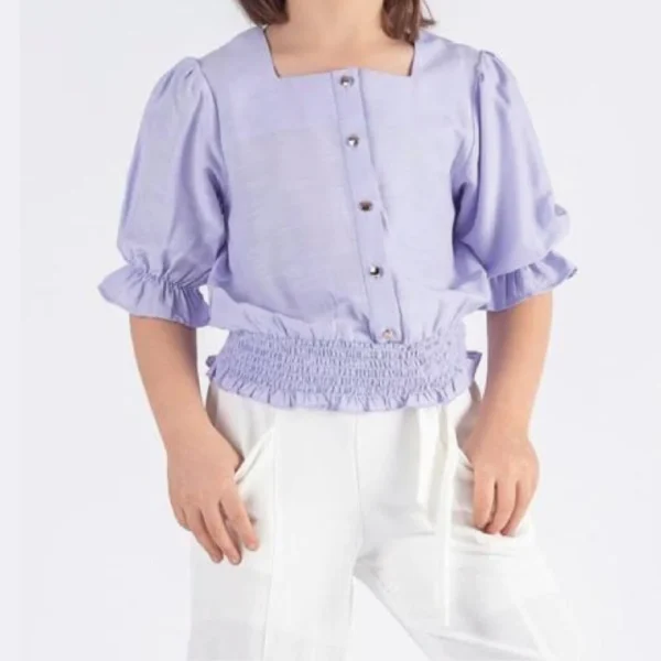 3 Quarter Sleeve Girls Blouse-Purple