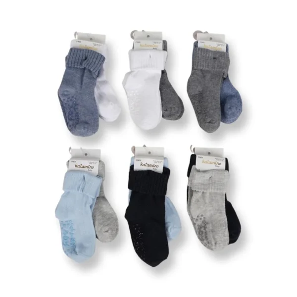 2 in 1 Baby Cotton Rich Ribbed Boy Non-Slip Socks