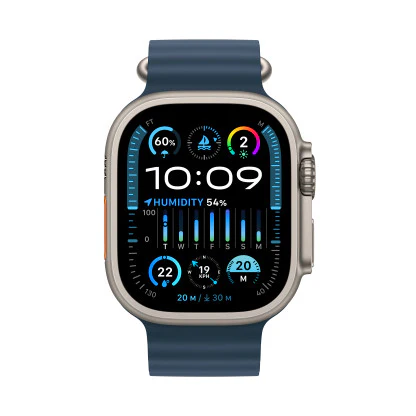 Apple Watch Ultra 2 MREG3 GPS + هيكل خارجي من التيتانيوم مقاس 49 ملم مع حزام محيطي أزرق