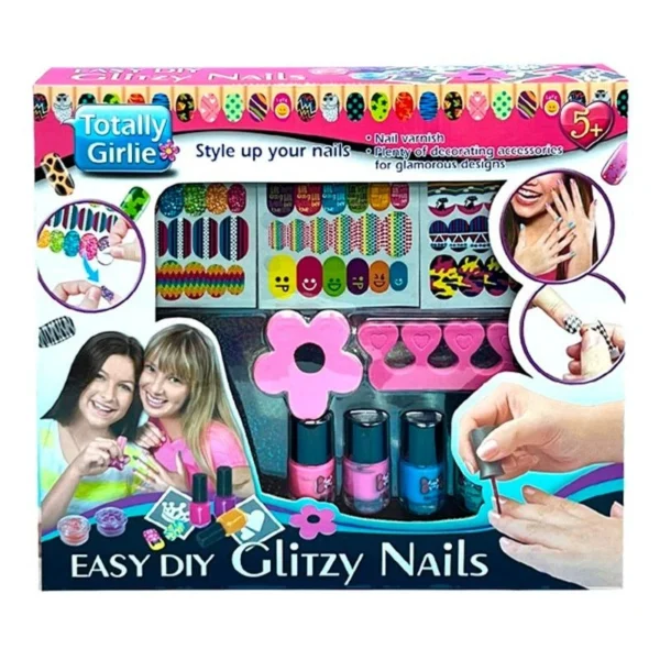 Totally Girlie Easy Diy Glitzy Nails