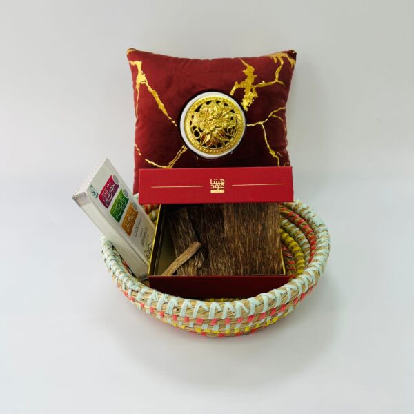 A luxury Ramadan box of natural oud and a pillow-shaped incense burner